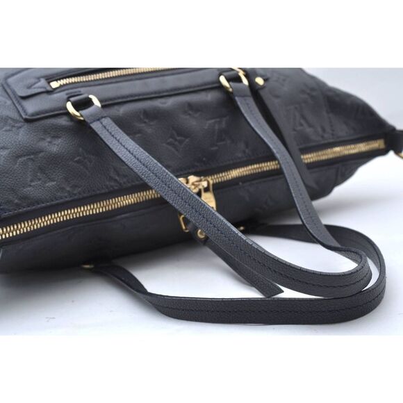 Auth Louis Vuitton Monogram Empreinte Lumineuse PM Tote Bag Navy M93410 LV 9258B - Picture 4 of 11